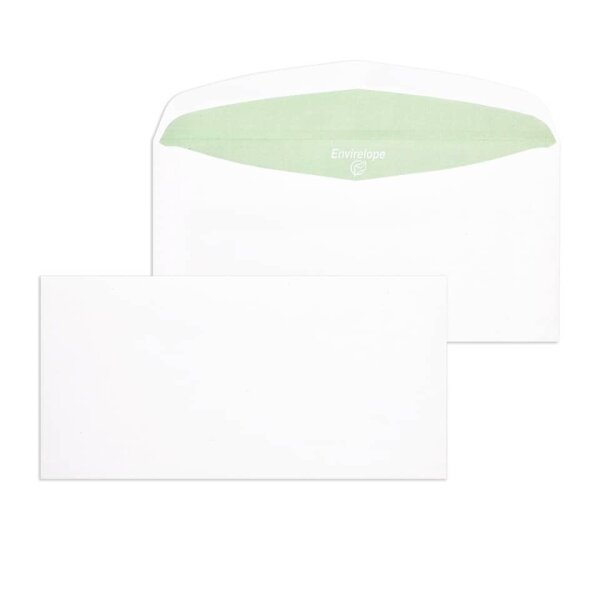 ENVIRELOPE Briefumschlag ohne Fenster, DIN lang, 80g m&sup2;, nassklebend, 1000 St&uuml;ck, wei&szlig; 30005401