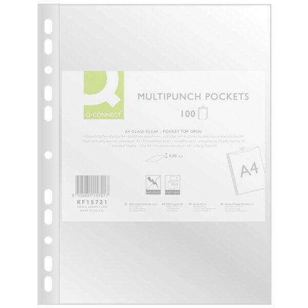 Q-CONNECT Prospekth&uuml;lle, A4, 0,05mm, 100 St&uuml;ck, glasklar KF00311
