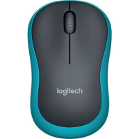 Logitech Maus M185, Wireless, 3 Tasten, schwarz blau
