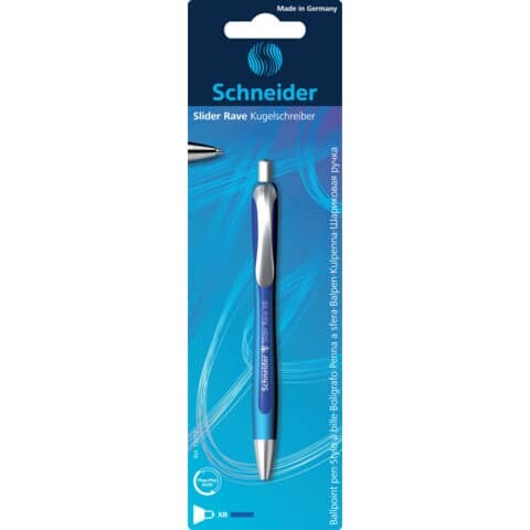Schneider Kugelschreiber Slider Rave, Druckmechanik, XB, blau