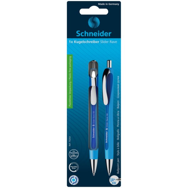 SCHNEIDER Kugelschreiber Slider Rave, Druckmechanik, XB, blau 73253
