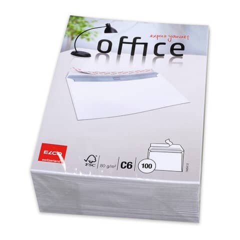 ELCO Briefhülle Office C6 ohne Fenster, Haftklebung, 80g m², weiß, 100 Stück