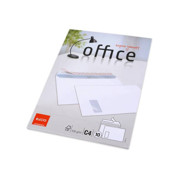 ELCO Briefhülle Office C4 mit Fenster, Haftklebung, 120g m², weiß, 10 Stück