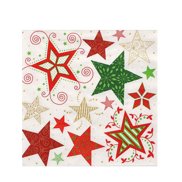 PAPSTAR Weihnachts-Motivservietten "Heavenly Stars", wei&szlig;