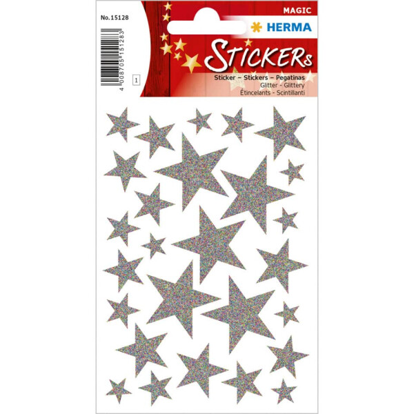 HERMA 15128 Sticker MAGIC Sterne, silber, glittery