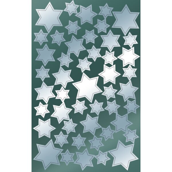 AVERY ZWECKFORM Weihnachtssticker Sterne, Gr&ouml;&szlig;en sortiert, 96 St&uuml;ck, silber 52812