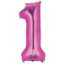 amscan Folienballon Zahl 1 rosa 86x33cm