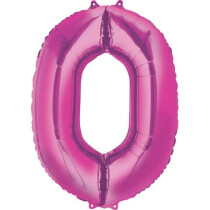 amscan Folienballon Zahl 0 rosa 88x66cm