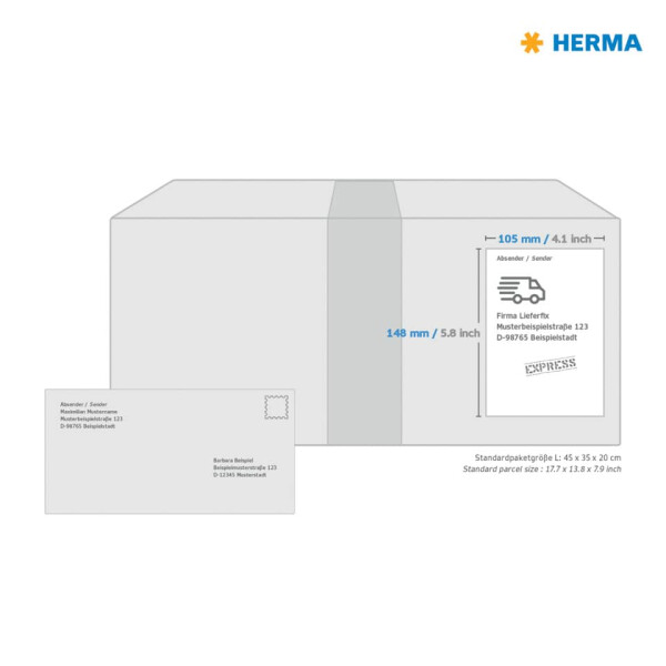 HERMA Etiketten permanent, 105 x 148 mm, 400 St&uuml;ck, gelb 4396