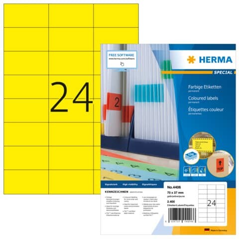 HERMA Universaletiketten, permanent, 70x37mm, 2400 Stück, gelb