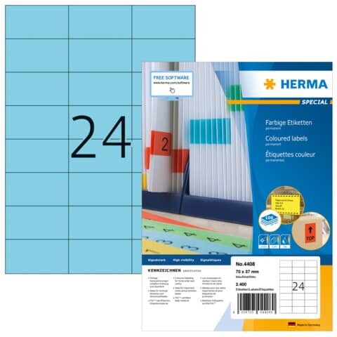 HERMA Universaletiketten, permanent, 70x37mm, 2400 Stück, blau