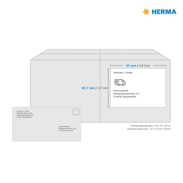 HERMA Etiketten Premium permanent, 96,5x67,7mm, 200 St&uuml;ck, wei&szlig; 4359