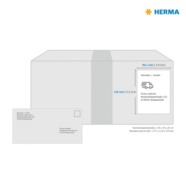 HERMA Adressetiketten ablösbar, 99,1x139mm, 100 Stück, weiß 10019