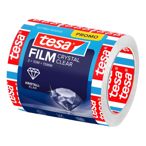 TESA Klebefilm tesafilm, 10mx15mm, 3 Rollen, Kristall-Klar 57790-00000-00
