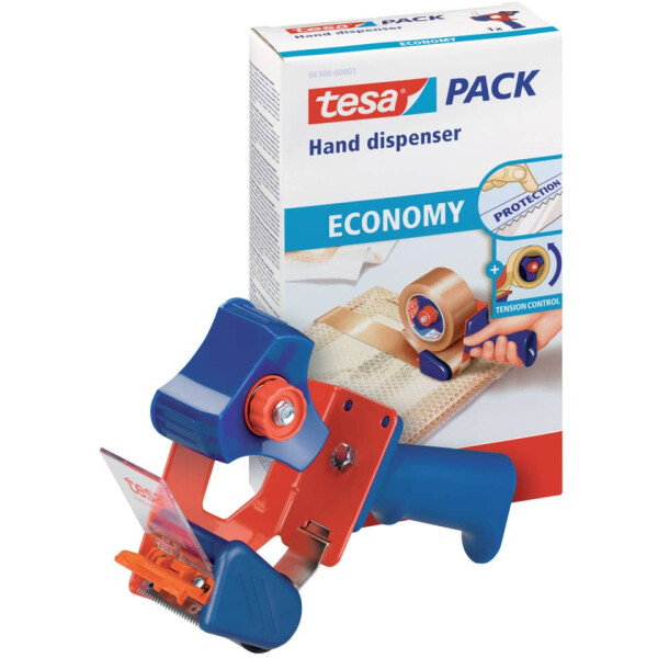 TESA Packband-Handabroller tesapack Economy bis 66 m x 50 mm, Metall mit Klingenschutz 06300-00001