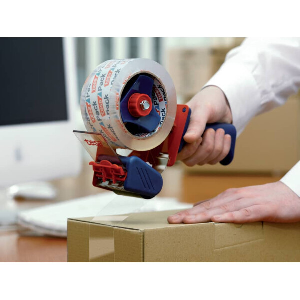 TESA Packband-Handabroller tesapack Economy bis 66 m x 50 mm, Metall mit Klingenschutz 06300-00001