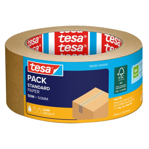 TESA Packband Papier Standard ecoLogo, Papier, 50 m x 50 mm, braun 58291-00000-00