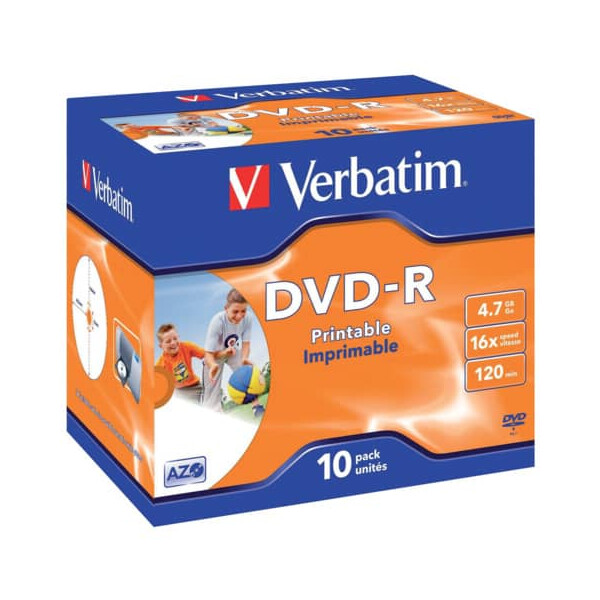 Verbatim DVD-R Jewelcase printable 10 ST 4,7Gb 120Min