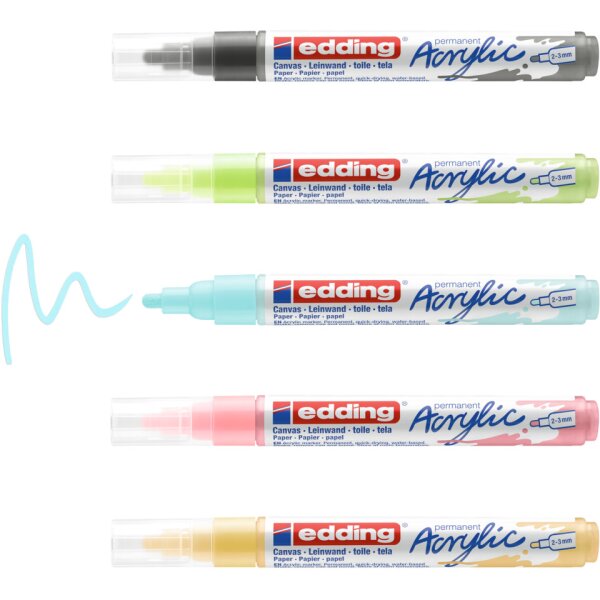 EDDING Acrylmarker 5100 Pastell Set, Rundspitze, 2-3mm 5100-5-099