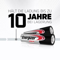 ENERGIZER Batterie Alkali-Mangan Max, LR6 AA Mignon, 4 Stück E303323700