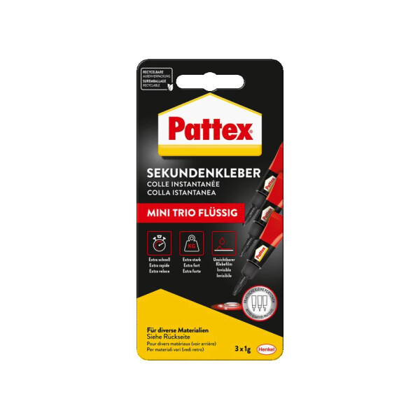 PATTEX Sekundenkleber, 3x 1g, Blister