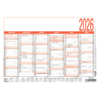 ZETTLER Tafelkalender, A5 quer, 6 Monate 1 Seite, Karton