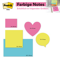 POST-IT Haftnotizblock Neon Notes, 76x76mm, 100 Blatt, neongelb 654NGE
