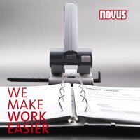 NOVUS Registraturlocher B 265, 65 Blatt, Anschlagschiene, Kunststoff, lichtgrau schwarz 025-0266