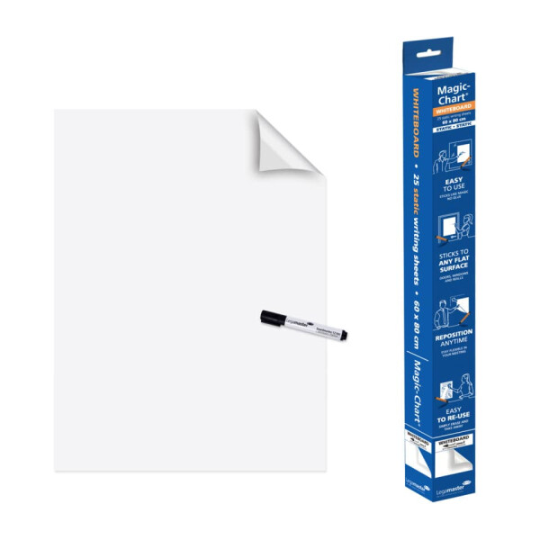 LEGAMASTER Schreibfolie Magic-Chart Whiteboard, 60 x 80cm, 25 Blatt, wei&szlig; 7-159100