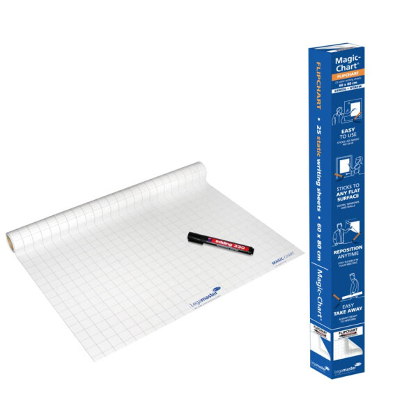 LEGAMASTER Schreibfolie Magic-Chart Flipchart, 60 x 80cm, 25 Blatt, weiß 7-159000