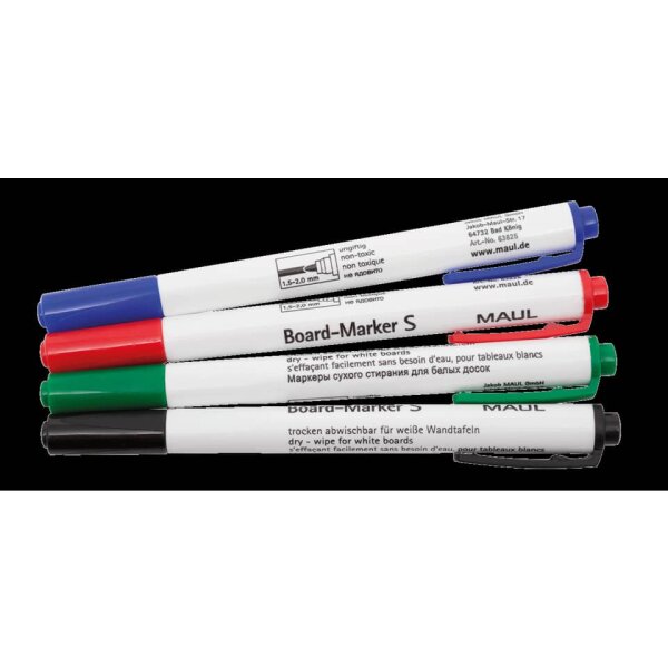 MAUL Whiteboardmarker, 1,5-2mm, Rundspitze, 4 St&uuml;ck, sortiert 63825 99