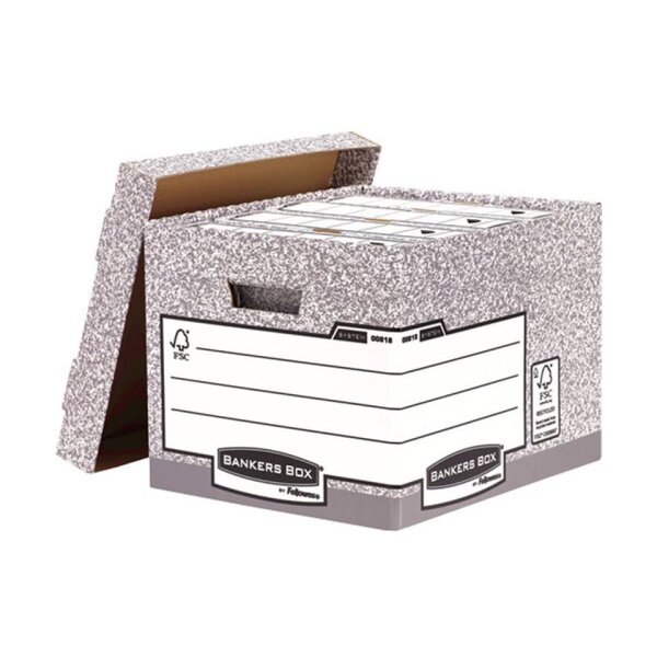 BANKERS BOX Archivschachtel Bankers Box System, 335 x 292 x 404 mm, wei&szlig; blau 00810-FFEU