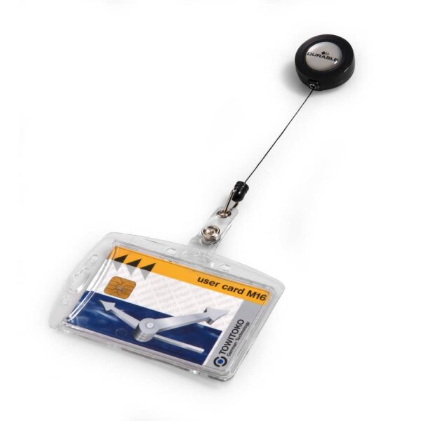 DURABLE Namensschild Hartbox mit Ausweiskartenhalter, transparent, 85 x 54 mm, 10 St&uuml;ck 8012 19