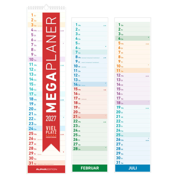 ALPHA Streifenkalender Megaplaner, 15 x 64 cm 163101