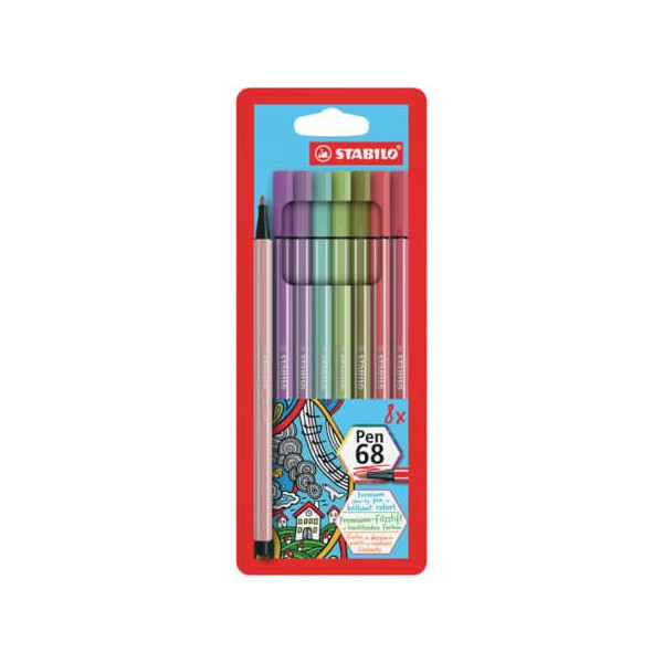 STABILO Farbstifte Pen 68 Etui, 1 mm, sortiert, Kartonetui mit 8 Farben