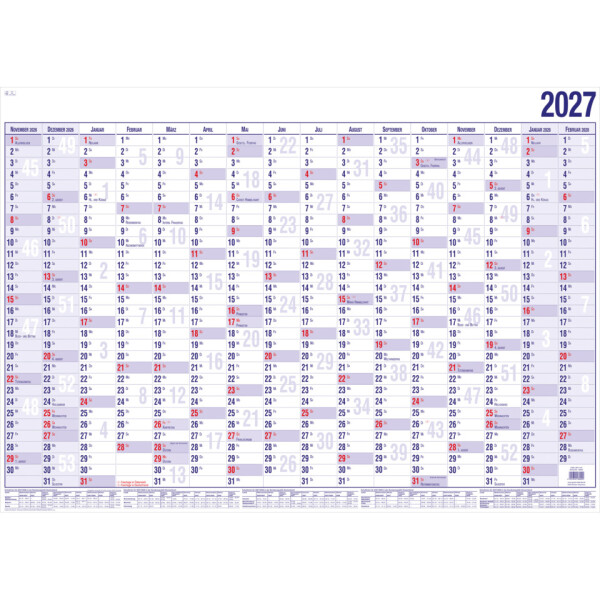 G&Uuml;SS Wandkalender 2026, 120 x 84 cm,16M 1S 16000V