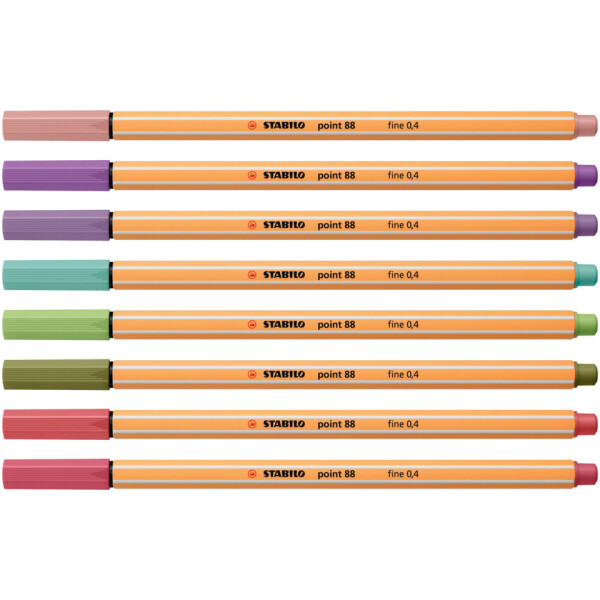 STABILO Fineliner point 88 Etui, 0,4 mm, Kartonetui mit 8 Stiften 88 8-04