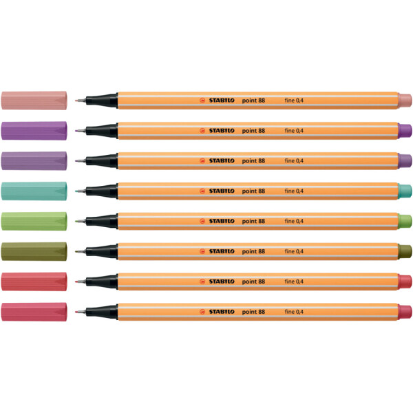 STABILO Fineliner point 88 Etui, 0,4 mm, Kartonetui mit 8 Stiften 88 8-04