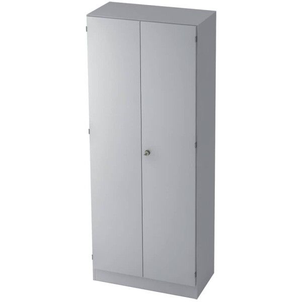 HAMMERBACHER Hammerbacher Garderobenschrank, 80 x 200,4 x 42 cm, Konstruktionsboden Kleiderstange Sockelblende, Grau Grau, Montageservice