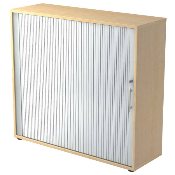 HAMMERBACHER Hammerbacher Rollladenschrank, 3OH, 120 cm, Relinggriff, Ahorn Silber, mit Montageservice