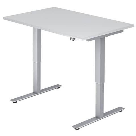 Hammerbacher Schreibtisch T-Fuß, elektrisch höhenverstellbar 120 x 80cm, weiß