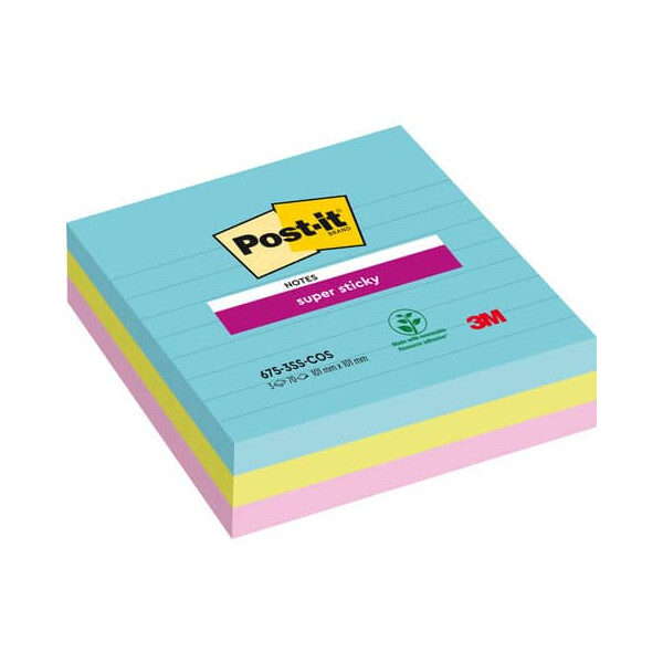 Post-it Haftnotizblock Super Sticky Notes Cosmic Collection, 101 x 101mm, liniert, 3 x 70 Blatt