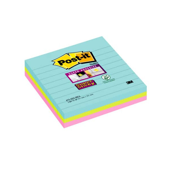 Post-it Haftnotizblock Super Sticky Notes Cosmic Collection, 101 x 101mm, liniert, 3 x 70 Blatt
