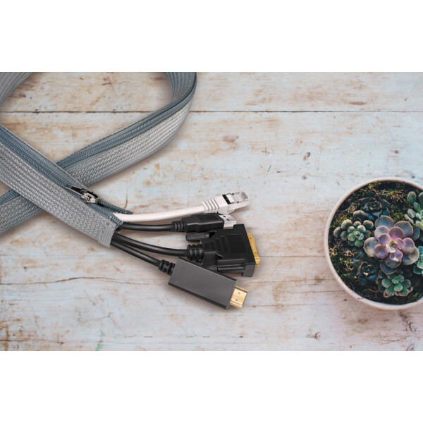 LogiLink Kabelschlauch mit Reißverschluss, 2,0 m, grau