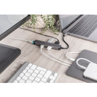 DIGITUS USB-C Dock, 5-Port, Aluminium-Gehäuse, grau