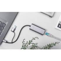 DIGITUS USB Type-C Gigabit Ethernet Adapter, USB-C + USB A