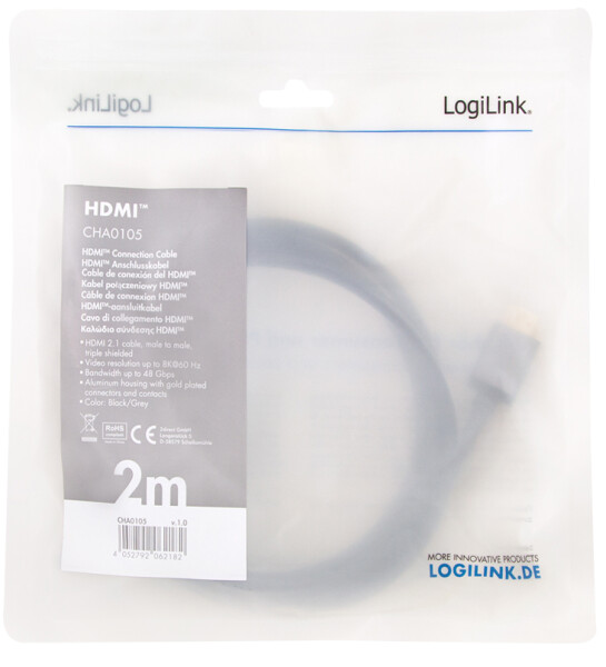 LogiLink HDMI Kabel 2.1, A-Stecker - A-Stecker, 3,0 m