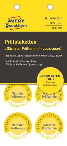 AVERY Zweckform Prüfplaketten "Nächster Prüftermin", 2024-29