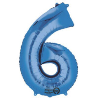 amscan Folienballon Zahl 6 blau 88x55cm
