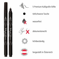 ONLINE Tuschestift-Etui, 5 Stück, schwarz 19114